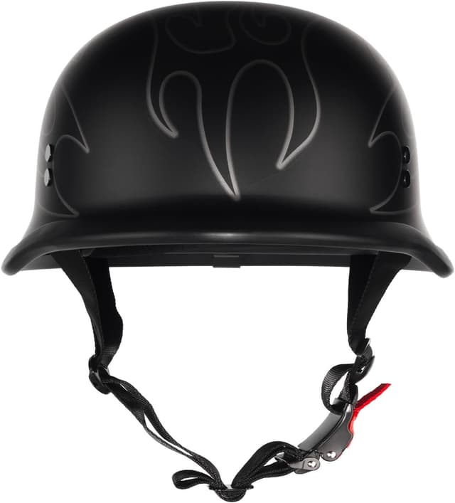 Detalle 2 de Crown Racing Model-308 German-Style Half Motorcycle Helmet (DOT Approved) — matte black