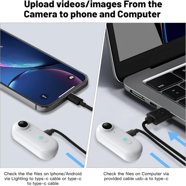 Thumbnail 6 de Meoilkolnm Mini Body Camera (Thumb Size) with 128GB, Wearable Hands-Free Action Cam (White)