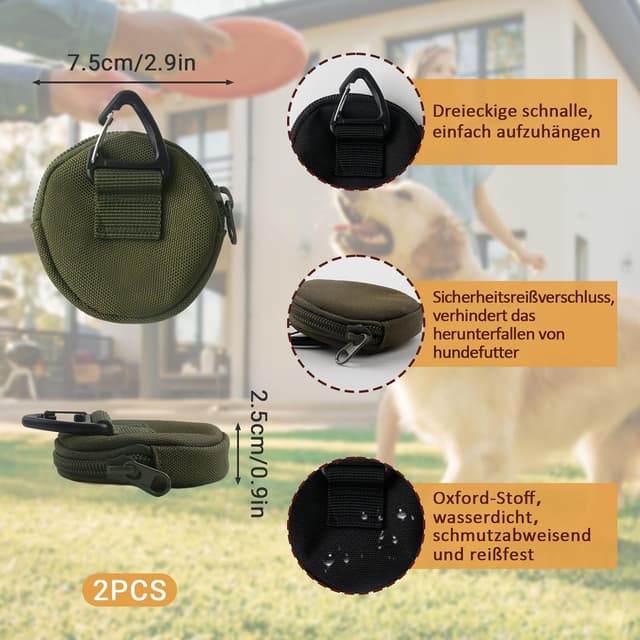 Detalle de GYYXH Set: 2 Leckerlitaschen mit Karabiner + 2 Futtertuben (90 ml) zum Befüllen für Hundetraining