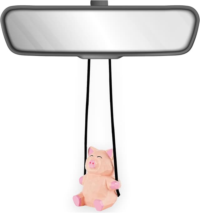 Detalle de VIPbuy handgefertigtes Holz-Schaukel-Schweinchen als Autoanhänger fürs Rückspiegel-Dekor