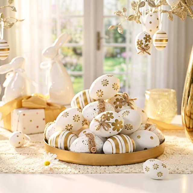 Thumbnail 1 de Valery Madelyn 12er Ostereier Weiß-Gold 🥚