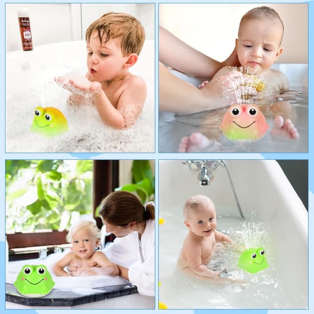 Thumbnail 6 de Withosent Frosch-Badewannenspielzeug mit automatischem Wasserspray und LED-Licht (wiederaufladbar, IPX8)