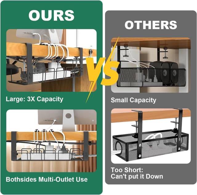 Detalle 2 de Kabelkanal Schreibtisch klemmbar ohne Bohren