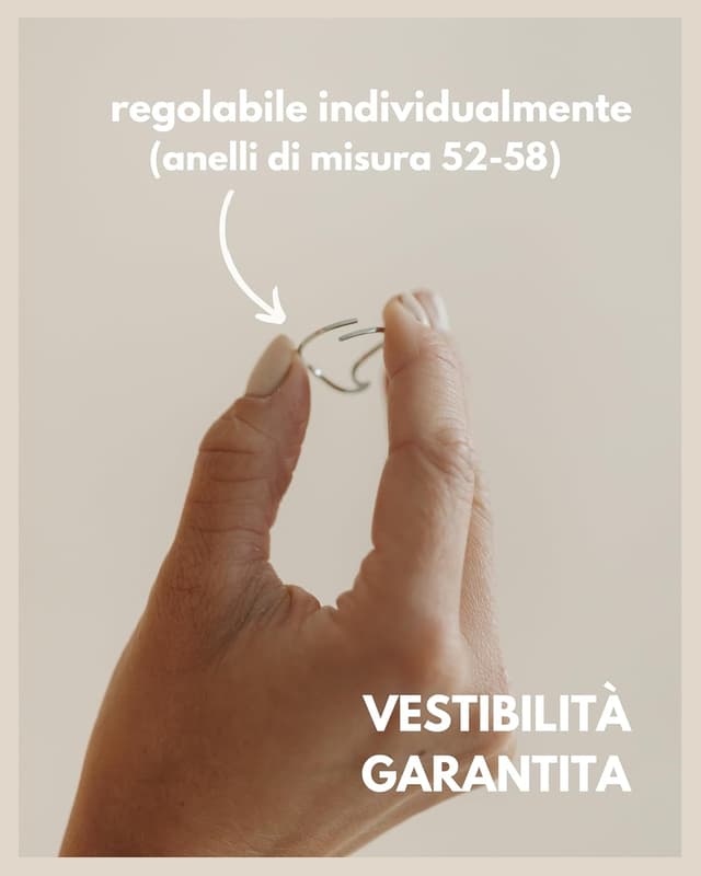 Detalle de GD GOOD.designs Anello ondulato da donna impermeabile regolabile in acciaio inox (oro 18 carati, argento o oro rosa) con confezione regalo