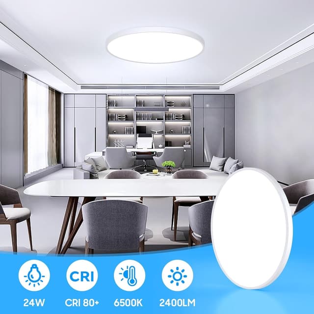 Detalle 2 de Deckenlampe LED Flach Rund, 24 W / 2.400 lm, IP44 – kaltweiß 6.500 K, Ø 30 cm