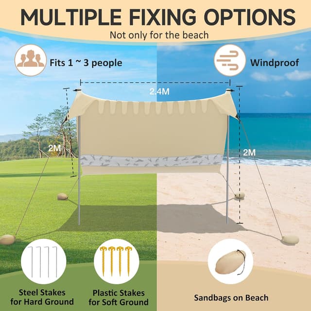 Thumbnail 6 de VILLEY Tenda da Spiaggia Lycra 2,4 m ⛱