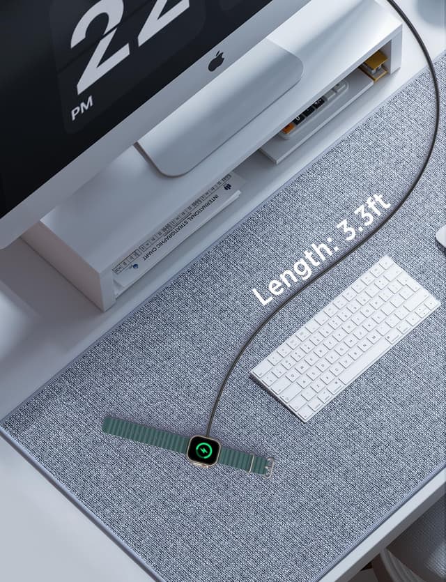 Detalle de iWatch Ladegerät USB magnetisches Kabel (2026 Upgraded) für Apple Watch – Serie 11/10/9/8/7/6/SE bis 1, Schwarz