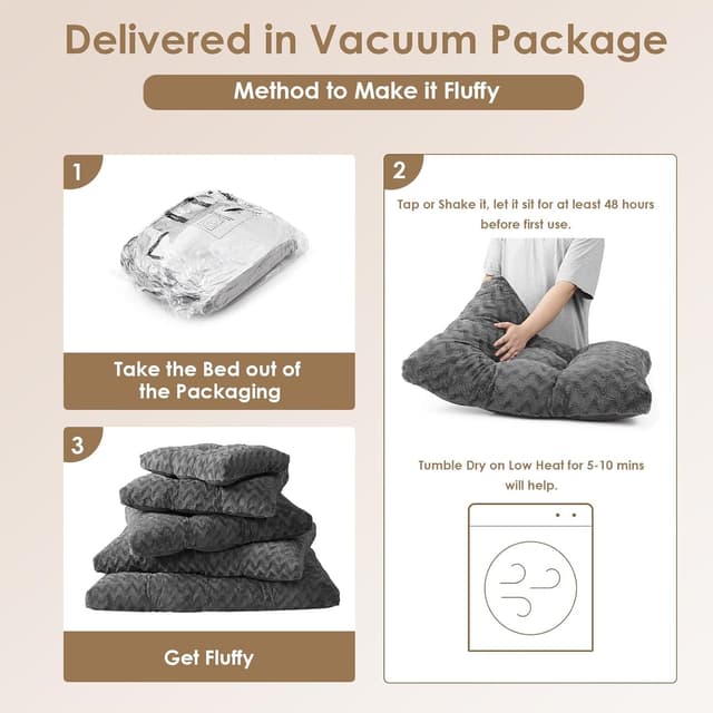 Detalle de EHEYCIGA waschbares Hundebett XL (104x68 cm) – reversible Hundematte mit Kunstpelz & Kunstleinen, dunkelgrau