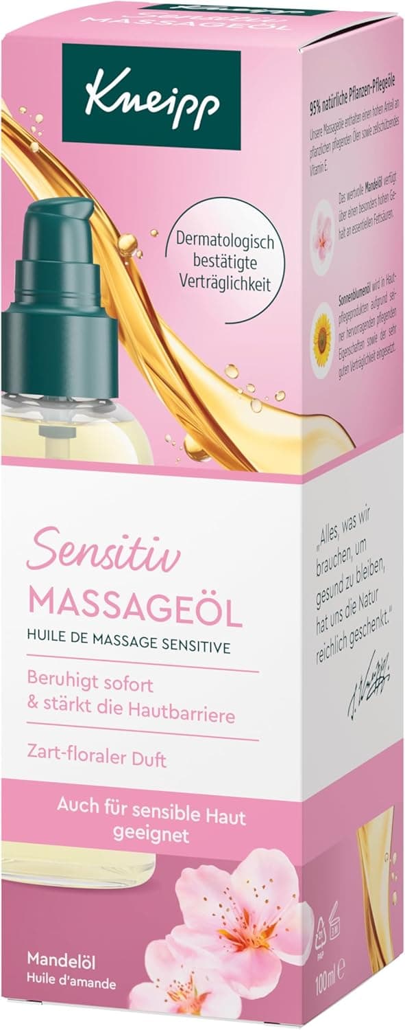 Detalle 2 de Kneipp Olio per massaggi sensistivi con olio di mandorle e pelli sensibili, 100 ml