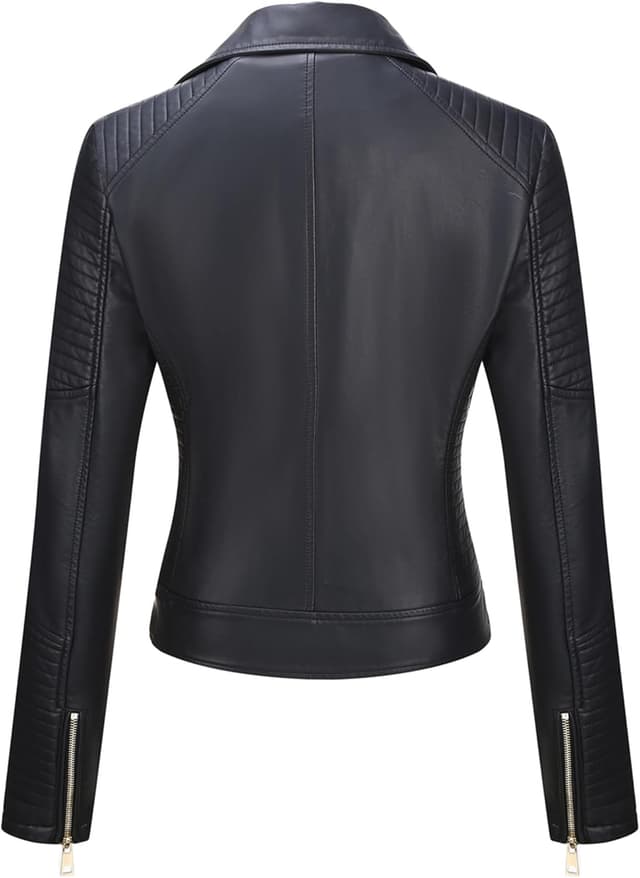 Detalle de Bellivera Women’s Faux Leather Casual Jacket (2025 Spring Trendy Motorcycle Outfit)