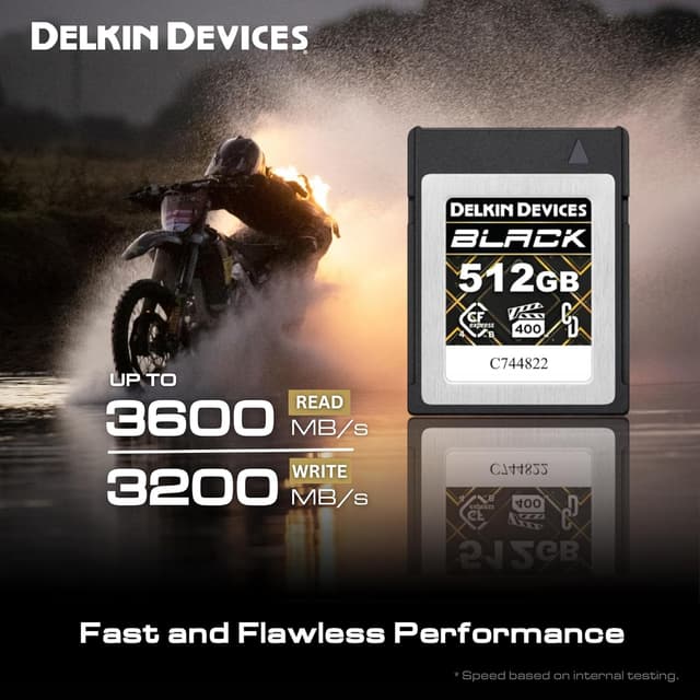 Detalle de Delkin Devices Black 512GB CFexpress Type B 4.0 VPG400 Memory Card (High-speed for 8K RAW)