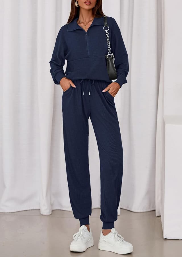 Thumbnail 6 de PRETTYGARDEN Women’s Fall 2-Piece Lounge Set (Half-Zip Sweatshirt & Jogger Pants)