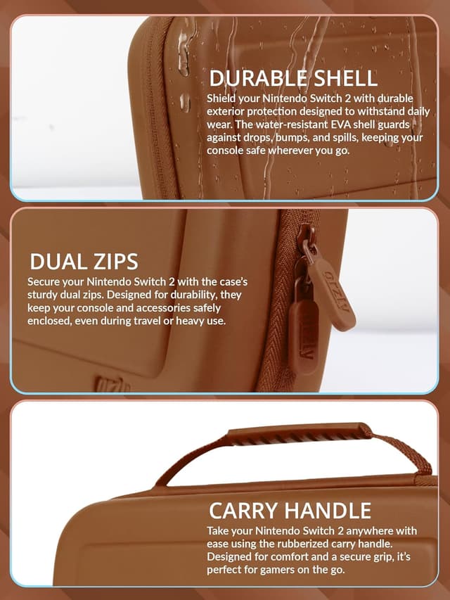 Detalle 2 de Orzly Tragetasche für Nintendo Switch 2 (2025) – Hartschalenetui mit 7,9-Zoll Displayschutz und Organizer