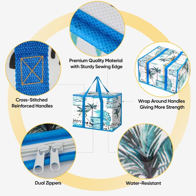 Detalle de BALEINE 2-Pack Insulated Reusable Grocery Bags (16''x9''x13'')