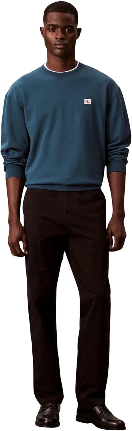 Detalle de Calvin Klein Men’s Round Neck Terry Badge Sweatshirt