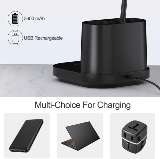 Detalle 1 de Schreibtischlampe Kinder mit 60 dimmbaren LEDs, Touch, USB-Anschluss & 360° Schwanenhals