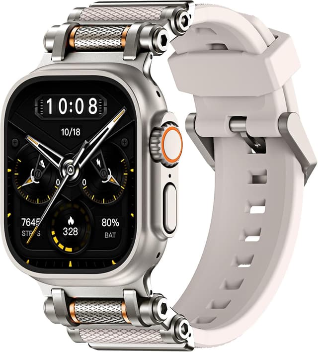 Thumbnail 6 de TAURI Rugged Braided Nylon Apple Watch Ultra Strap (49mm) with Stainless Steel Connectors – Adjustable Woven Band in Brown