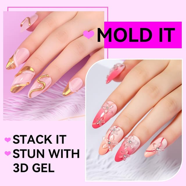 Detalle 2 de Makartt Aufbaugel 4-in-1 für Gelnägel & 3D Nail Art (klar, antihaft) – 15 ml, UV/LED Lampe erforderlich