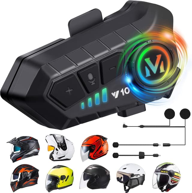 Detalle de FEYA Y10 Motorcycle Helmet Speakers for Calls & Music (IPX6, Bluetooth 5.3, 1000 mAh)