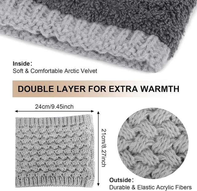 Detalle 1 de Figarge 2er-Pack Winter-Halsschlauch für Ski & Outdoor – Schlauchschal mit Fleece-Futter