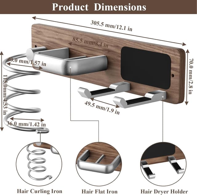 Detalle 2 de Tindbea Soporte 3 en 1 para Secador y Herramientas 💇♀