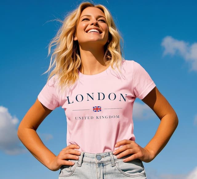 Detalle 2 de Qskall Women’s Union Jack “London” T-Shirt with Loose Fit