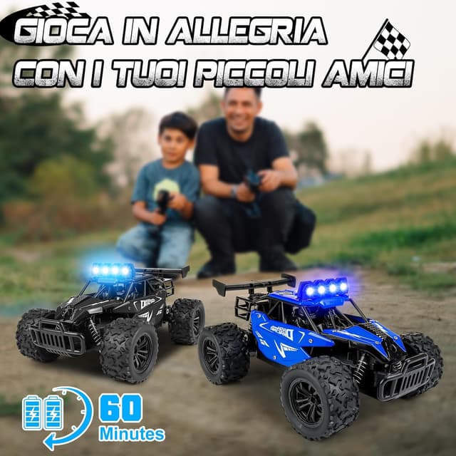 Thumbnail 6 de Joellfuner Monster Truck 1:16 radiocomandato 2,4 GHz con luci LED (nero) – fino a 20 km/h, per bambini 3+