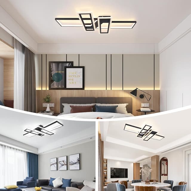 Thumbnail 6 de EIDISUNY 94W Dimmable Rectangle LED Ceiling Light with Remote (Black)