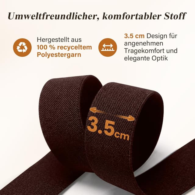 Detalle de KANGDAI Herren Hosenträger aus Rindsleder 3,5 cm