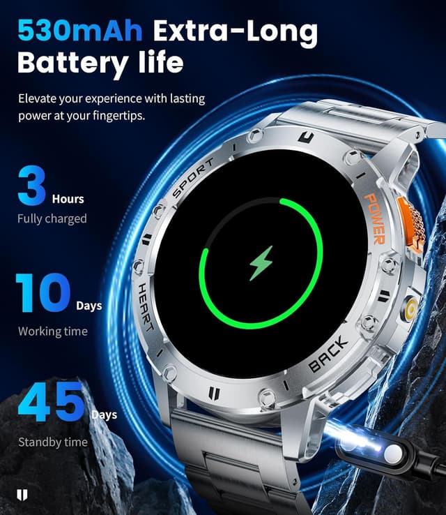 Detalle de LIGE Military Smart Watch 530mAh 1.43in