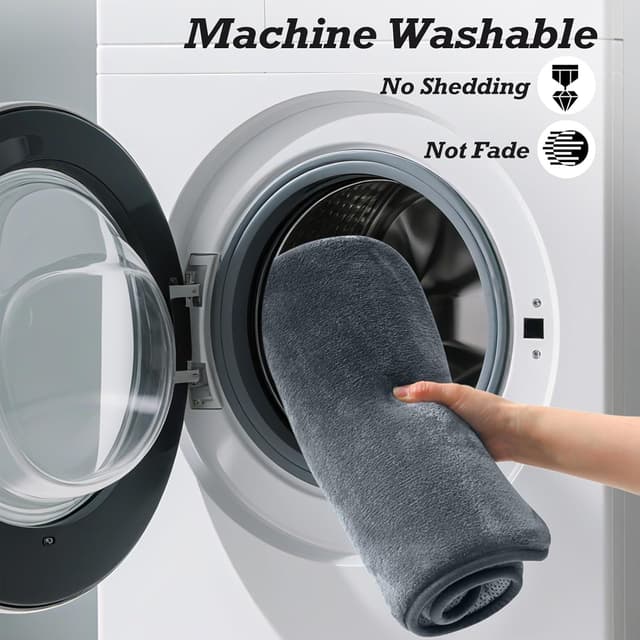 Detalle de HUXMEYSON 3-Piece Bathroom Rug Set (Non-Slip, Quick-Dry) in Grey