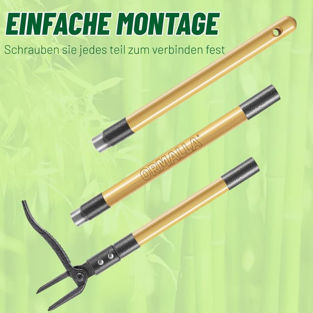 Thumbnail 6 de Ormalla Unkrautstecher mit 1,1 m Stiel – Löwenzahn-Entferner mit Bambusgriff und 4 Metallkrallen