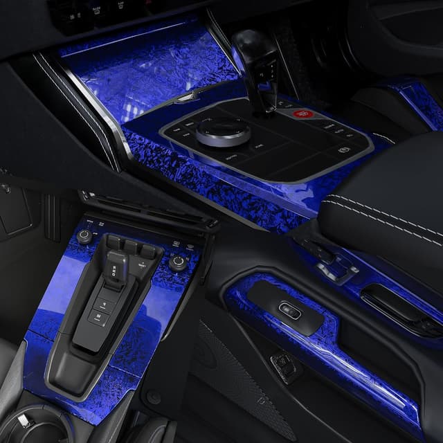 Detalle de Forged Carbon Folie Elektroplattierung Blau selbstklebend (Vinyl) – Autoschutzfolie Carbon, 150 × 30 cm