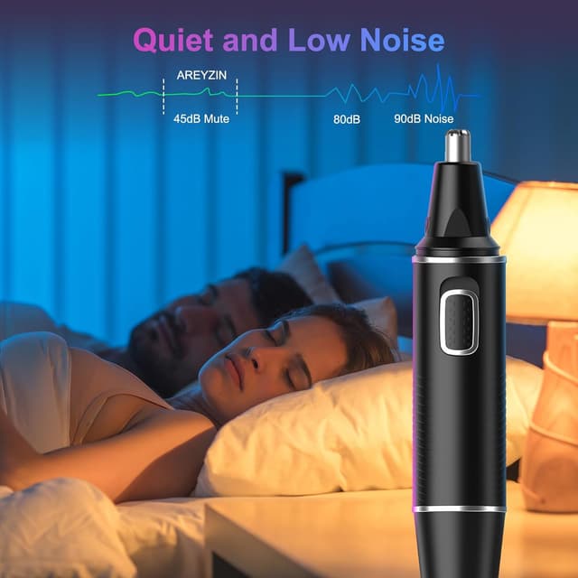 Detalle 2 de AREYZIN Nose Hair Trimmer for Men (Rechargeable 2-in-1 Ear & Nose Groomer, IPX7) — Black
