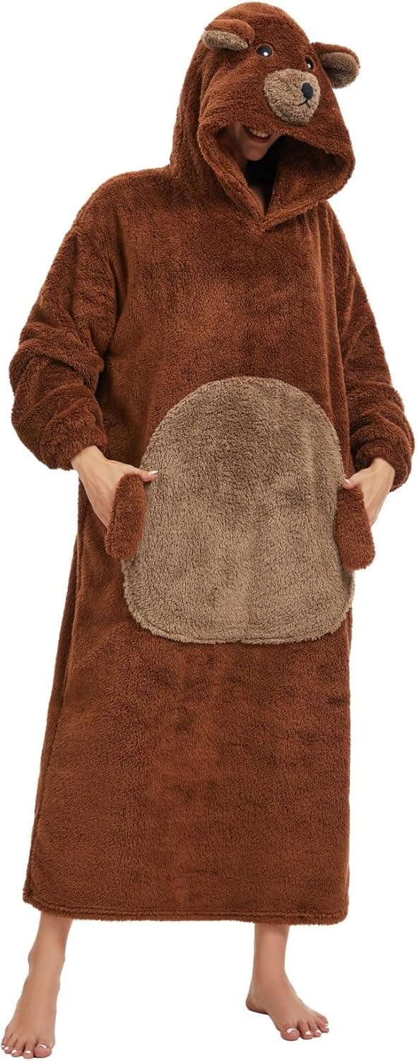 Detalle de Chuangminghangqi Kuscheldecke zum Anziehen mit Ärmeln und Kapuze – Oversized Hoodie Decke für Winter (Unisex)