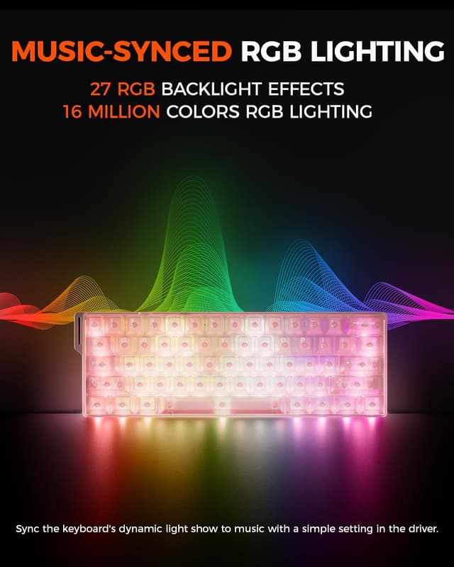 Detalle de DAREU COOL60 rosa tastiera gaming 60% 8K Hz con key trasparenti e RGB