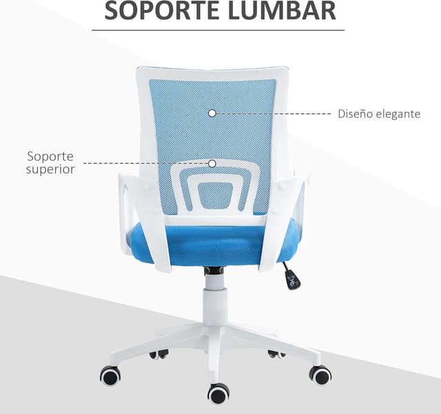 Thumbnail 5 de HOMCOM Silla de Oficina de Malla Azul