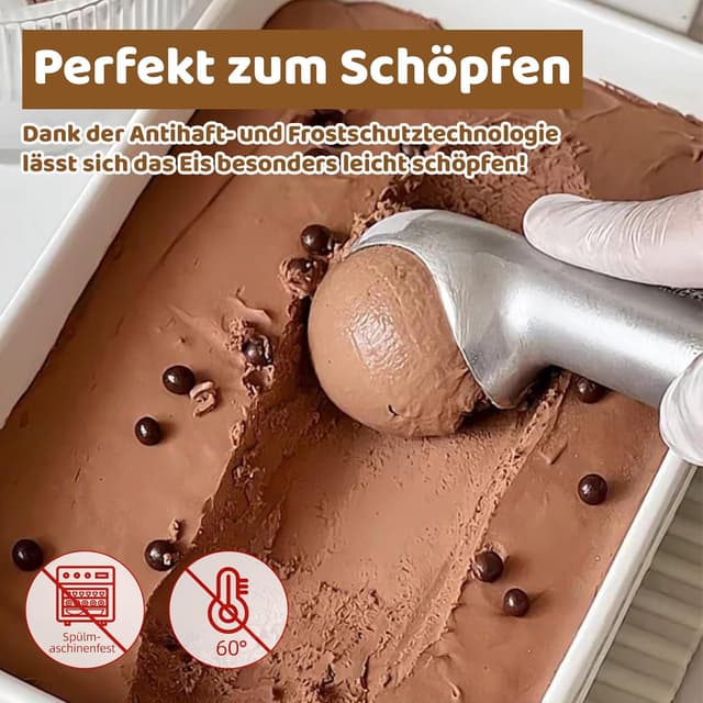 Detalle de Nepfaivy Eisportionierer & Eislöffel Set (2 Stück, 18 cm) mit Antihaftbeschichtung
