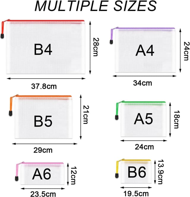 Detalle 2 de Plastic Wallets Folders 12pcs multi-size document bags