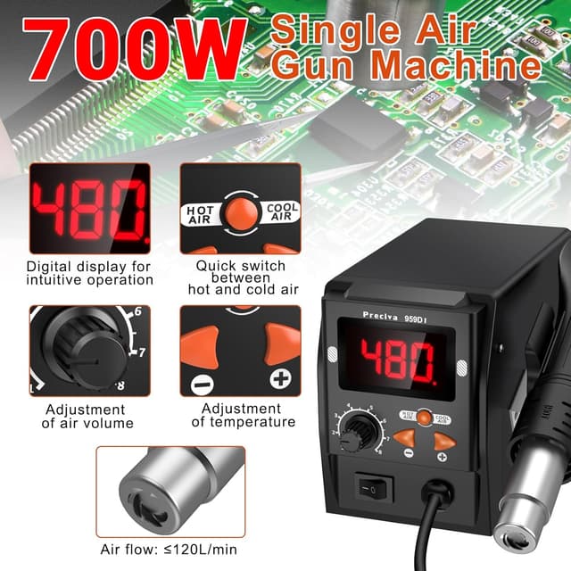 Detalle de Preciva 959D-I Stazione dissaldante digitale 700W