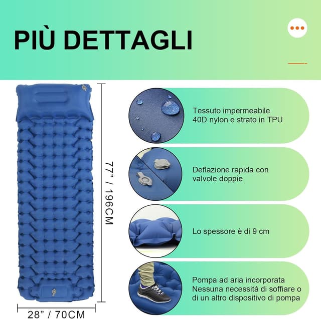 Detalle 2 de iParaAiluRy materassino gonfiabile da campeggio