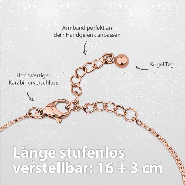 Detalle de BONNYBIRD® wasserfestes Edelstahl-Armband mit Weltkugel-Anhänger (silber, gold & roségold), 100% wasserfest & verstellbar