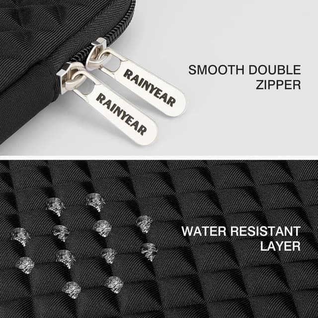 Detalle de RAINYEAR 11–13 Inch Laptop Sleeve (Black) with Diamond Foam Shock Protection