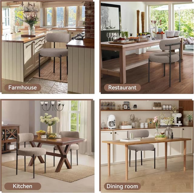 Thumbnail 6 de Hawthyhome Esszimmerstühle im 4er-Set mit Bouclé-Optik, gepolstert & Metall-/Holzbeinen (grau-braun)