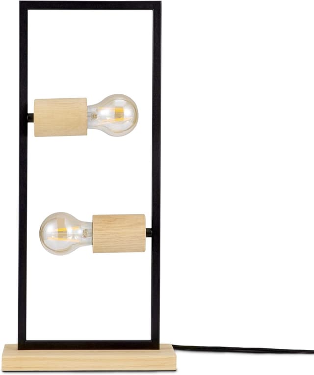 Detalle de Paco Home Lampe de table/lampadaire vintage bois E27 (couleur nature)