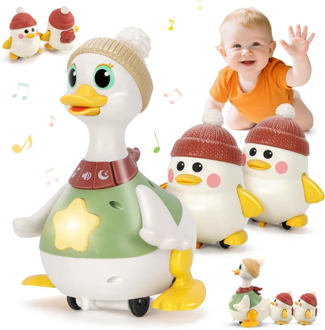 Detalle de Hestiasko Baby Toys Tummy Time Duck Set (6–12 Months) with Lights, Sounds & Magnetic Play Modes