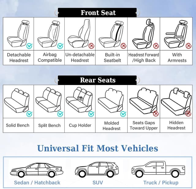 Thumbnail 6 de Coverado Car Seat Covers Nappa Leather, 2 Pack