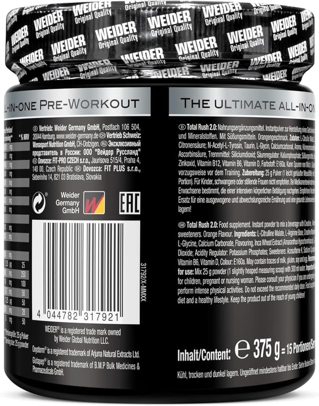 Thumbnail 1 de Weider Total Rush 2.0 Hochdosierter Pre-Workout Booster mit Kreatin