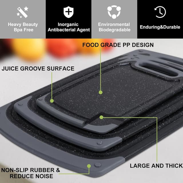 Thumbnail 3 de Chopping Board Set: BPA Free Plastic 3pc