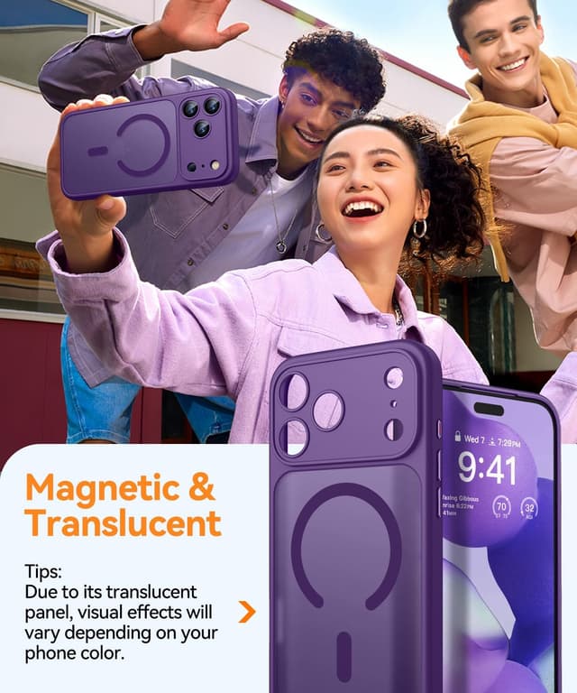 Thumbnail 6 de CANSHN Magnetic iPhone 17 Pro Case (6.3") in Deep Purple with full camera protection